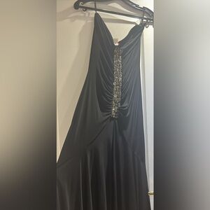 Chic Black Strapless Dress with Embellished Detail